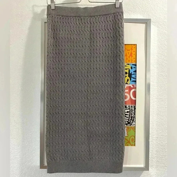 REVOLVE Heartloom New Midi Skirt Sweater Cable Knit Neutral Gray - Picture 6 of 10